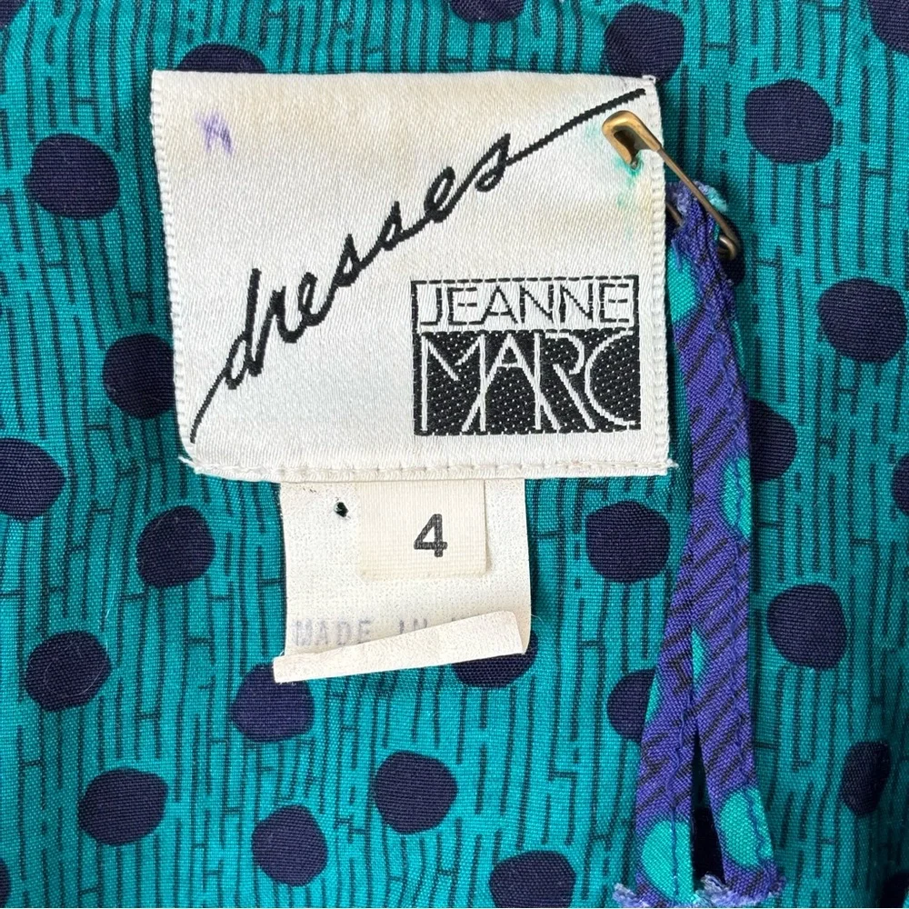 Jeanne Marc Iconic Vintage 80s Colorful Long Sleeve Dress Size 4